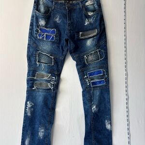 Streetwear Grunge Thashed Biker Ravmen Denim Pants Size 32x32